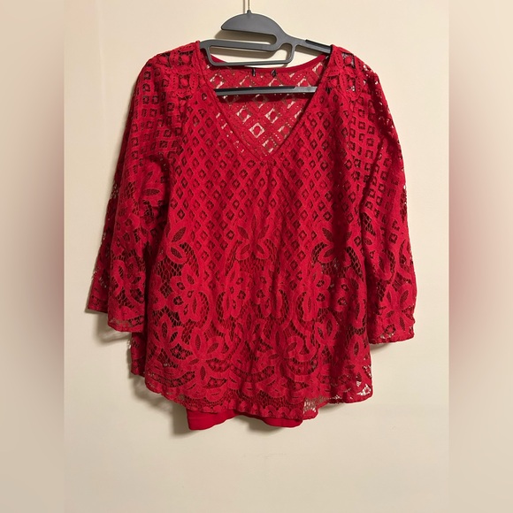 Tops - Elegant Red Lace Women’s Top
